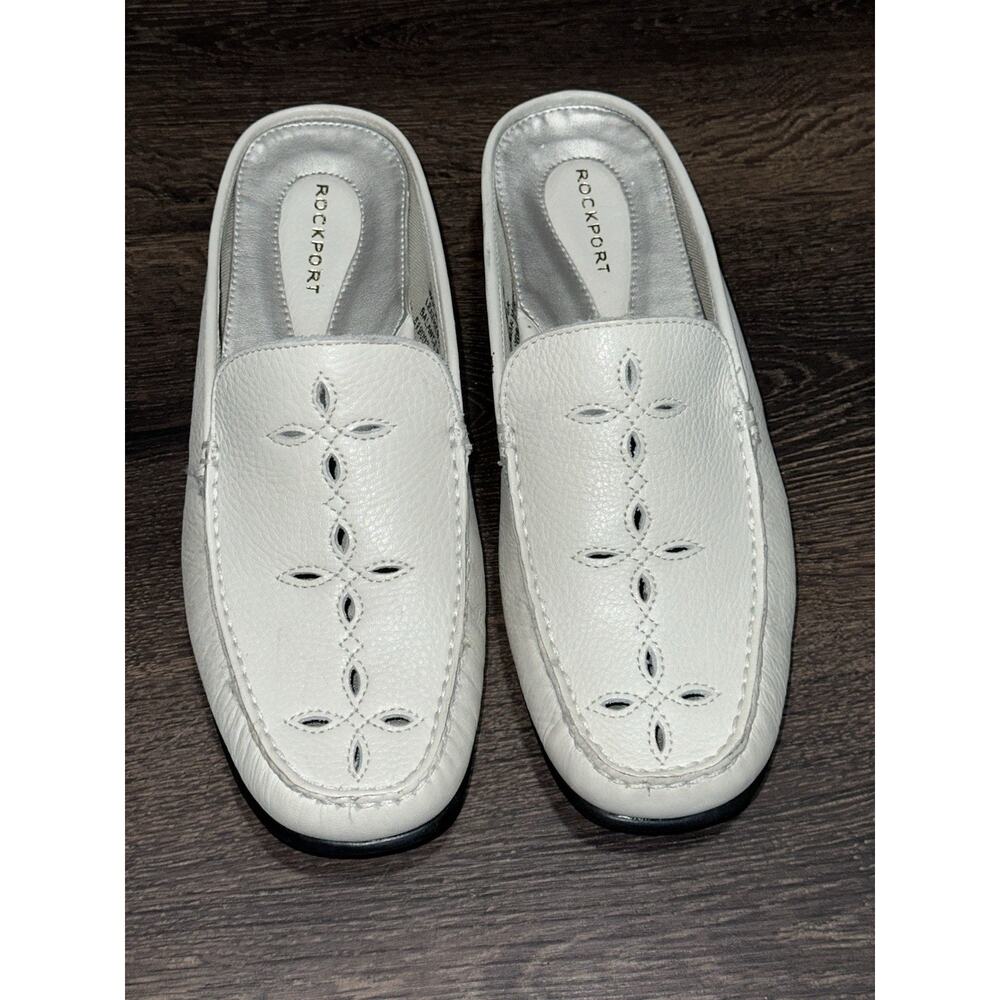 Rockport Backless Loafers mules Cream Leather Women’s Size 9M APW7416Y